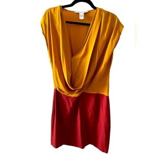 Diane Von Furstenburg silk dress Mustard yellow & purple size 6 DVF mini dress